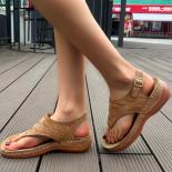 Women's Wedge Sandals 2023 Summer New Open Toe Non Slip Thong Sandals For Women Plus Size Outdoor Casual Shoes Ladies Fl