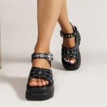 Shoes For Women 2023 High Quality Buckle Women's Sandals Summer Platform Metal Decoration Casual Wedge Sandals Women Zap