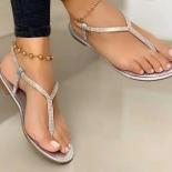 2023 New Spring And Autumn Women's Sandals With One Line Buckle Low Heel Flat Toe Clip Fashion Beach Style Women's Shoes