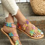 Summer Plus Size 43 Shoes For Women 2023 New Bohemia Butterfly Knot Open Toe Women's Sandals Low Heel Ladies Casual Sand