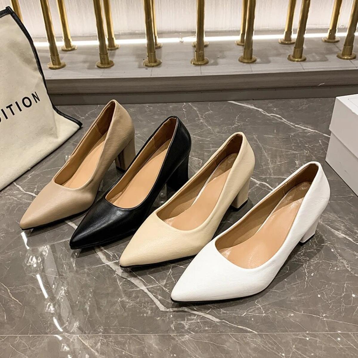 High Heels Women Shoes Pointed Shallow Mouth Shoes Women Thick Heeled Fashion Shoes Large42  Zapatos Para Mujer
