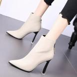 New  Women's Fashion Fringe Women's Boots Thin Heels Pointed Toe Short Plush Boot High Heel Leather Autumn Winter Shoe W