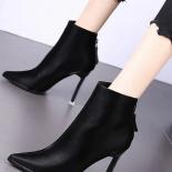 New  Women's Fashion Fringe Women's Boots Thin Heels Pointed Toe Short Plush Boot High Heel Leather Autumn Winter Shoe W