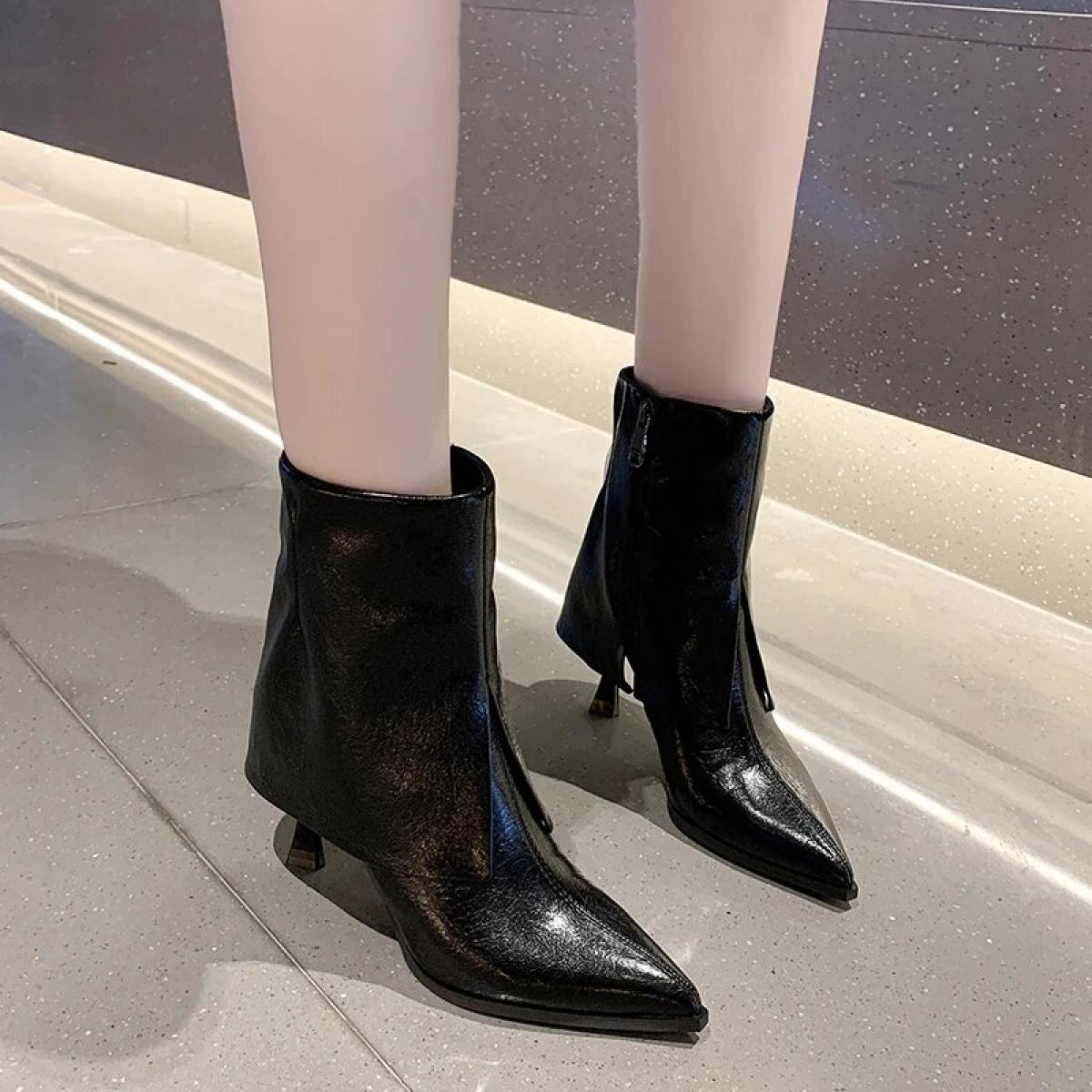  New Pointed Toe Mid Calf Boots Women Autumn Winter Fashion Zipper Botas High Heels Mujer Boots Thin Heels Ladies Shoe 3
