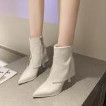  New Pointed Toe Mid Calf Boots Women Autumn Winter Fashion Zipper Botas High Heels Mujer Boots Thin Heels Ladies Shoe 3