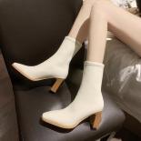 Autumn Shoes For Women Boots Ladies 2022 New High Heels Luxury Woman Boot Female Winter Wedge Short Plush Black Beige Si