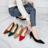 Women Shoes High Heels Slim Heels Professional Suede Black Pointed High Heels Daily Single Shoes Work Shoes Plus Size46