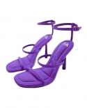 Za New Summer Stiletto Square Toe High Heels Women's Back Strap Buckle Back Hollow Slingback Sandals For Women