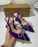 Za New Summer Pointed Toe Stiletto Outer High Heels For Women With Bow Tie Back Strap Hollow Toe Sandals For Women