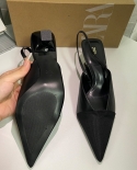 Za New Summer Pointed-toe Slender-heeled Shallow-mouth High-heeled Shoes For Women With Spliced ​​sheep Leather Back