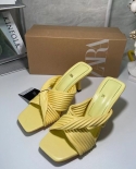 Za New Summer Square-toe Open-toe High-heeled Shoes For Women To Wear Cross-pleated Back Hollow Stiletto Sandals For Wom