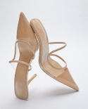 Za New Summer Pointed Toe Stiletto Pumps For Women With Hollow Back French Fashion Transparent Sandals For Women