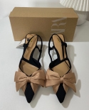 Za New Summer Pointed Toe Stiletto Pumps For Women With Bow Tie Back Fashion Sandals For Women In Color Matching
