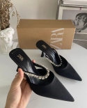 Za New Summer High-heeled Shoes For Women With Pointed Toe, Shallow Mouth And Hollow Back Stilettos For Women Wearing Rh