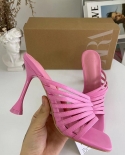 Za New Summer Square-toe High-heeled Shoes For Women With Thin Straps, Wine Glass Heels, Fashion Single Shoes For Women,
