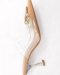 Za New Summer Pointed Toe Shallow Mouth Stiletto High Heels Women's Transparent One-line Brightly Decorated Baotou Back 
