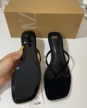 Za New Summer Square Toe Stiletto Flip-flops Sandals For Women Kitten Heels Mule Shoes Fashion Shoes For Women