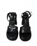 Za New Summer Round Toe Thick Heel Waterproof Platform High Heels Women's Ankle Buckle Hollow Open Toe Sandals Women's T
