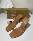 Za New Summer Square-toe Stiletto Heels With Straps For Women, Fashionable And Versatile Open-toe Sandals For Women With