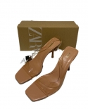 Za New Summer Square-toe Stiletto Heels With Straps For Women, Fashionable And Versatile Open-toe Sandals For Women With