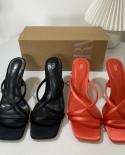 Za New Summer Square Toe Stiletto Cross Strap High Heels Women's Empty Back Open Toe Fashion Sandals Women's Single Shoe