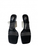 Za New Summer Square Toe One-piece With Pvc Transparent High-heeled Shoes For Women With Open Toes And Empty Back Fashio