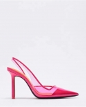 Za New Summer Pointed-toe Stiletto Shallow-mouth High-heeled Shoes For Women To Wear Pvc Spliced ​​slingback Sandals
