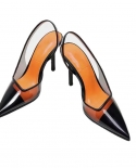 Za New Summer Pointed-toe Stiletto Shallow-mouth High-heeled Shoes For Women To Wear Pvc Spliced ​​slingback Sandals