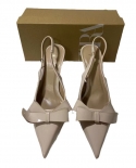 Za New Summer Pointed Toe Stiletto Heels For Women With Empty Back Metal Chain Toe-toe Sandals And Slippers For Women