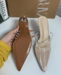 Za New Summer French Women's Shoes With Pearls And Hollow Back Sandals For Women With Pointed Toes And Stiletto Heels Fo