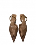 Za New Summer Stiletto Stitching With Brown Temperament High Heels Women's Pointed Toe Fashion Temperament Sandals Women