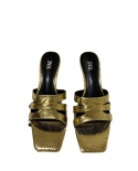 Za New Summer Square Toe Open Toe High Heels Women's Stiletto Gold Back Empty Open Heel Sandals Women's French Style