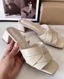 Za New Summer Thick-heeled High-heeled Shoes For Women With Pu Glossy Square Toe Open Toe Slingback Sandals For Women