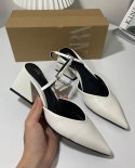 Za New Summer Thick Heel Pointed Toe Shallow Mouth High Heels Women's Baotou Back Hollow Back Strap Sandals Women's Tren