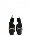 Za's New Summer Flat-heeled Square-toe Shoes For Women With Back Straps And Chain Buckle Sandals For Women, Casual Wedge
