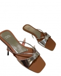Za New Summer Square Toe Open Toe Cross Strap Slippers Women's Flat One Word Sandals With Metal Knots For Women Trendy