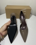 Za New Summer Stiletto Pointed Toe Brown French Style High Heels For Women Shallow Lacquered French Sandals For Women
