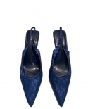 Za New Summer Pointed Toe Stiletto Heel Bag Toe High Heels Women's Back Empty Slingback Blue Trendy Fashion Sandals For 