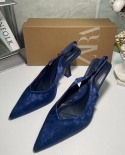 Za New Summer Pointed Toe Stiletto Heel Bag Toe High Heels Women's Back Empty Slingback Blue Trendy Fashion Sandals For 