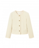Autumn 23 Elegant White Circle Wool Xiaoxiang Short Jacket Round Neck Simple Versatile High-end Top 15367
