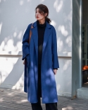 Shenghong Carefully Selected 23 Autumn And Winter New Style M Family Double-sided Water Ripple Woolen Coat Woolen Coat F