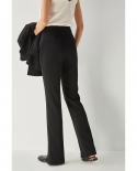 23 סתיו חדש slim fit שחור קז'ואל רפויים מכנסיים קדמיים עם חריץ מיקרו מתלקח מכנסיים להרזיה לנשים 12725