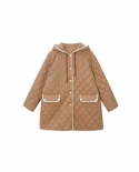 23 Autumn And Winter Casual Soft, Warm, Light And Loose Hooded Edge Quilted Rhombus Cotton Top Jacket 12008