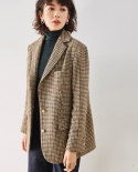 Shenghong's New Autumn Style Love's Crash Landing On The  Of The Houndstooth Retro Wool Suit Jacket For Women 7562