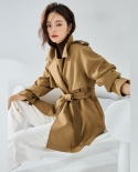 23 New Autumn Glossy Sleeve Casual Temperament Commuting Draped And Crisp Elegant Short Windbreaker With Patchwork Leath