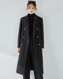 23 Winter New Style Light Luxury High-end Wool Tweed Black Gold Small Fragrance Style Coat Women's Mid-length Coat 15430