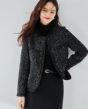 Autumn 23 Classic Elegant Black Circle Wool Tweed Petite Fragrant Jacket Hand-trimmed Lady Top 15422