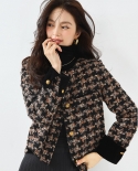 23 New Autumn Style Classic Retro Style Velvet Splicing Small * Fragrance Style Pattern Tweed Short Jacket Top 15381