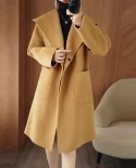 Outono e inverno novo casaco de lã dupla face para mulheres lapela solta emagrecimento lã pequeno casaco de lã perfumado