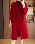 New Autumn And Winter Double-sided Woolen Coat For Women, Mid-length Suit Collar, Two-button Loose Woolen Coat For Women
